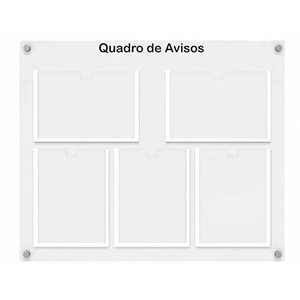 QUADRO DE AVISOS DE PAREDE EM ACRILICO - MURAL, DISPLAY DE PAREDE PARA 5 FOLHAS, , large